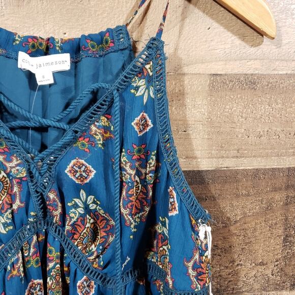 Coco + Jaimeson NWT rough water boho chiffon mini dress woman's size small - Picture 6 of 13